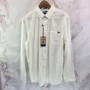 Chubbies Shirt Mens Medium White Oxford Button Up Long Sleeve Friday